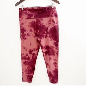 SAGE Maroon Tie Dye Print High Waisted Cropped 7/8 Length Leggings Size XL